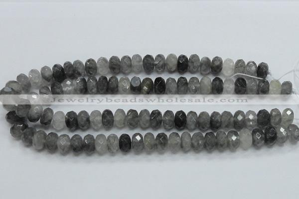 CCQ76 15.5 inches 8*14mm faceted rondelle cloudy quartz beads wholesale