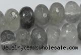 CCQ78 15.5 inches 10*16mm faceted rondelle cloudy quartz beads wholesale