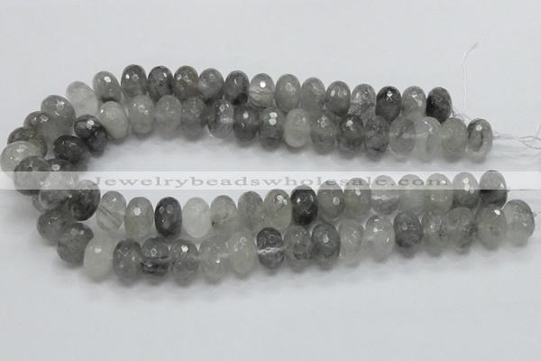 CCQ78 15.5 inches 10*16mm faceted rondelle cloudy quartz beads wholesale