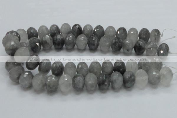 CCQ79 15.5 inches 15*20mm faceted rondelle cloudy quartz beads wholesale