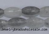 CCQ93 15.5 inches 10*20mm faceted rice cloudy quartz beads wholesale