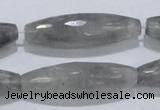 CCQ96 15.5 inches 12*40mm faceted rice cloudy quartz beads wholesale