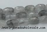 CCQ97 15.5 inches 8*12mm faceted egg-shaped cloudy quartz beads