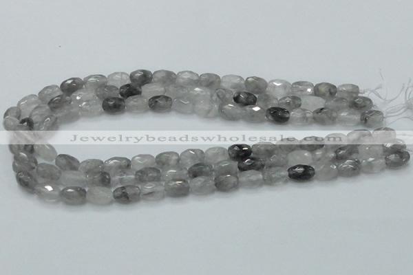 CCQ97 15.5 inches 8*12mm faceted egg-shaped cloudy quartz beads