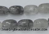 CCQ99 15.5 inches 10*16mm faceted egg-shaped cloudy quartz beads