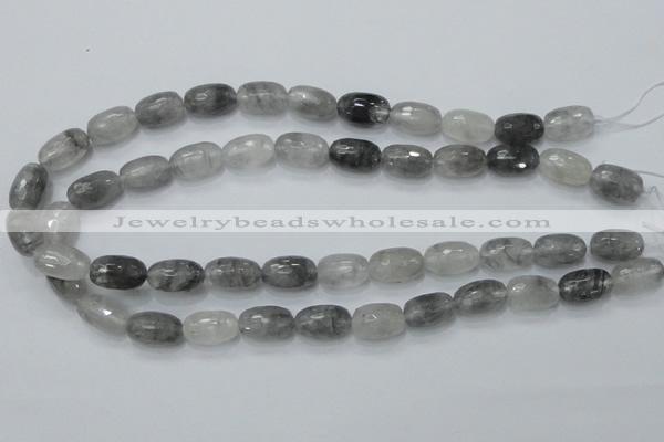 CCQ99 15.5 inches 10*16mm faceted egg-shaped cloudy quartz beads