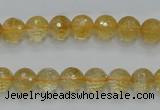 CCR04 15.5 inches 8mm faceted round natural citrine gemstone beads