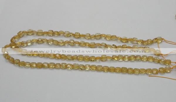 CCR12 15.5 inches 7*7mm faceted square natural citrine gemstone beads