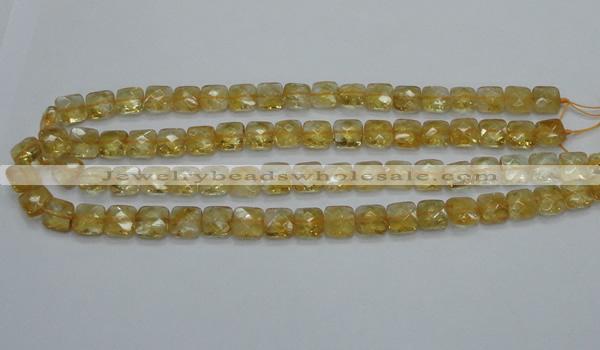 CCR15 15.5 inches 10*10mm faceted square natural citrine gemstone beads