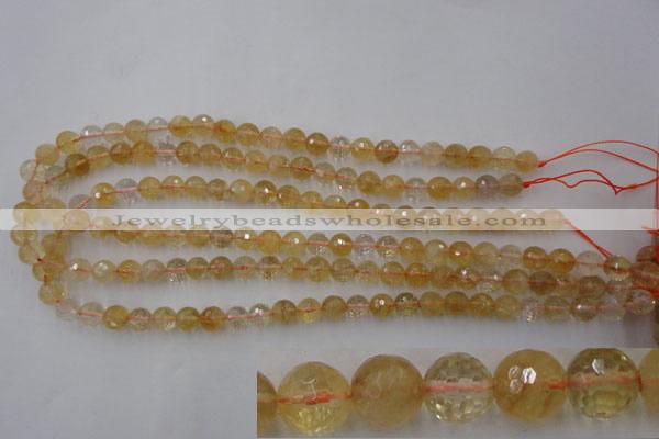 CCR153 15.5 inches 8mm faceted round natural citrine gemstone beads