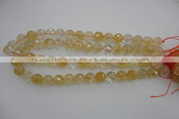 CCR158 15.5 inches 13mm faceted round natural citrine beads