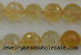 CCR159 15.5 inches 14mm faceted round natural citrine beads