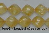 CCR17 15.5 inches 12*12mm faceted diamond natural citrine gemstone beads