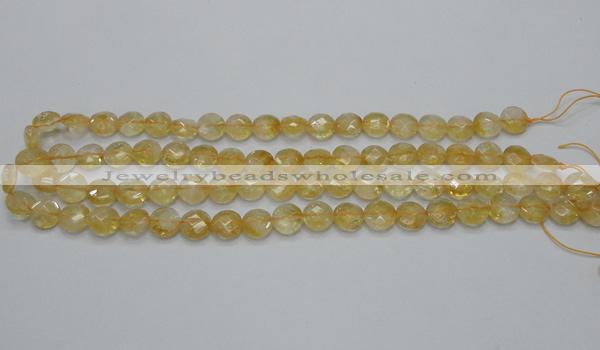 CCR18 15.5 inches 10mm faceted flat round natural citrine gemstone beads