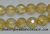 CCR19 15.5 inches 12mm faceted flat round natural citrine gemstone beads