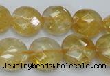 CCR20 15.5 inches 14mm faceted flat round natural citrine gemstone beads