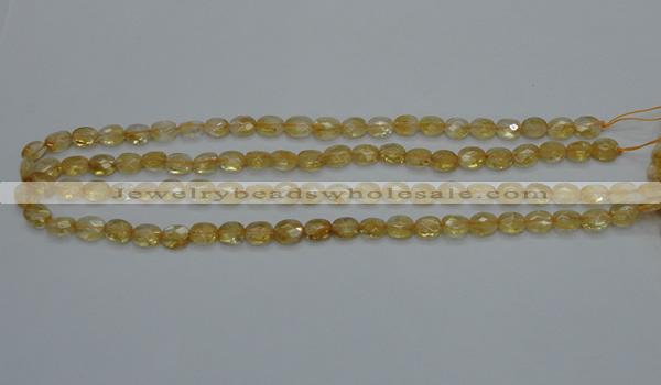 CCR21 15.5 inches 6*7mm faceted oval natural citrine gemstone beads