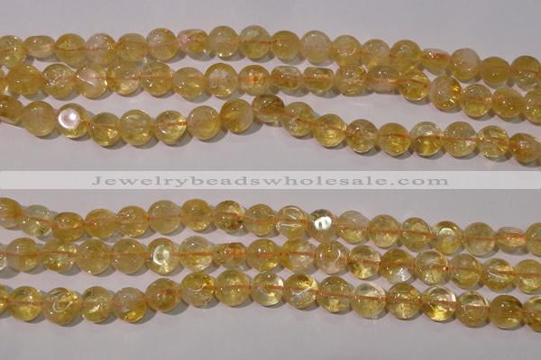 CCR230 15.5 inches 8mm flat round natural citrine gemstone beads