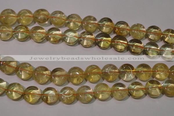 CCR233 15.5 inches 14mm flat round natural citrine gemstone beads