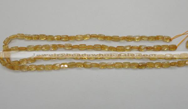 CCR26 15.5 inches 6*7mm faceted rectangle natural citrine beads