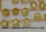 CCR31 15.5 inches 8*10mm faceted briolette natural citrine beads