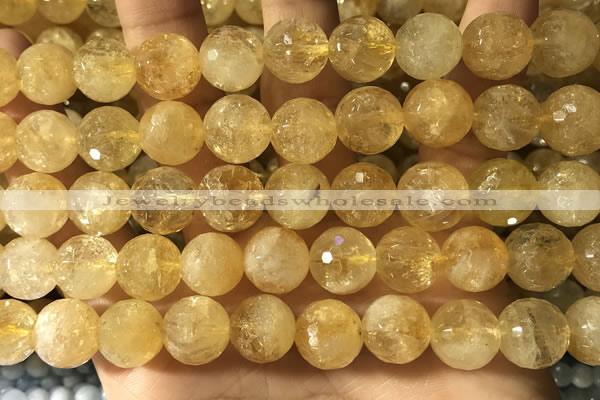 CCR358 15.5 inches 12mm faceted round citrine beads