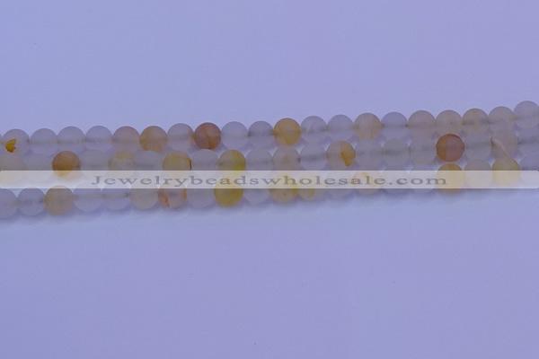 CCR371 15.5 inches 6mm round matte citrine beads wholesale