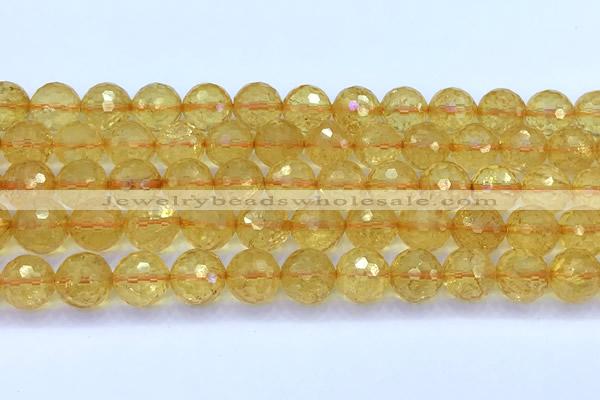 CCR387 15 inches 10mm faceted round citrine beads wholesale