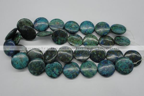 CCS162 15.5 inches 25mm flat round dyed chrysocolla gemstone beads