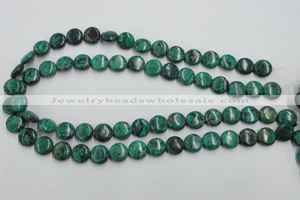 CCS212 15.5 inches 12mm flat round natural Chinese chrysocolla beads