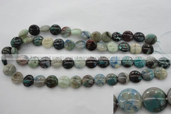 CCS39 15.5 inches 14mm flat round natural chrysocolla gemstone beads