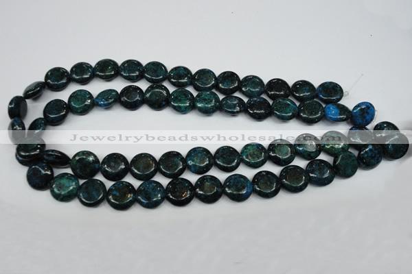 CCS434 15.5 inches 14mm flat round dyed chrysocolla gemstone beads