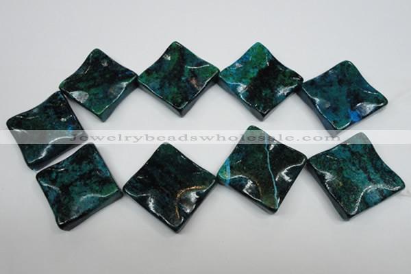 CCS488 15.5 inches 32*32mm wavy diamond dyed chrysocolla gemstone beads