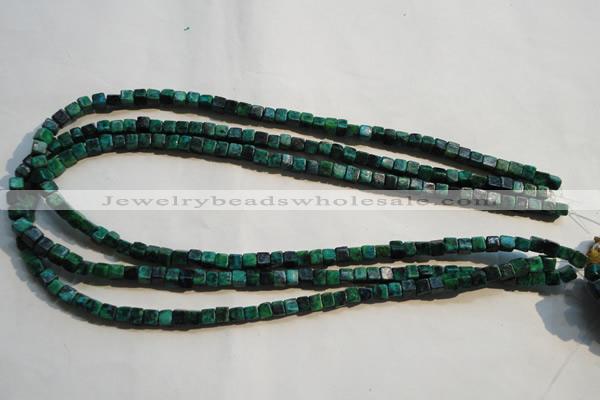 CCS610 15.5 inches 4*4mm cube dyed chrysocolla gemstone beads