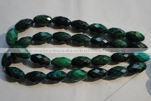 CCS638 15.5 inches 14*25mm faceted rice dyed chrysocolla gemstone beads