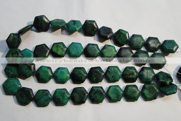 CCS675 15.5 inches 18*20mm hexagon dyed chrysocolla gemstone beads