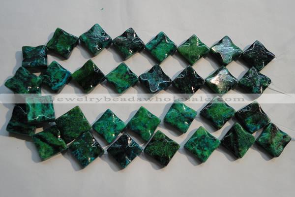 CCS685 15.5 inches 18*18mm wavy diamond dyed chrysocolla beads