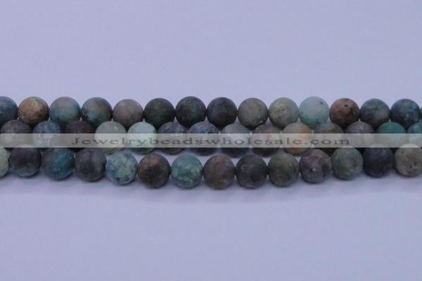 CCS765 15.5 inches 14mm round matte natural chrysocolla beads