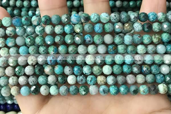 CCS882 15.5 inches 5.5mm faceted round natural chrysocolla beads