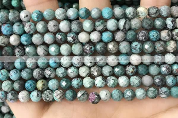 CCS883 15.5 inches 6mm faceted round natural chrysocolla beads