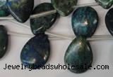 CCS92 Top-drilled 15*20mm flat teardrop dyed chrysocolla gemstone beads