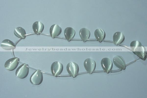 CCT1020 Top-drilled 13*18mm flat teardrop cats eye beads wholesale