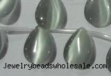 CCT1021 Top-drilled 13*18mm flat teardrop cats eye beads wholesale