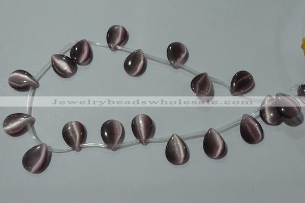 CCT1022 Top-drilled 13*18mm flat teardrop cats eye beads wholesale