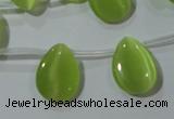 CCT1023 Top-drilled 13*18mm flat teardrop cats eye beads wholesale