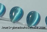 CCT1024 Top-drilled 13*18mm flat teardrop cats eye beads wholesale