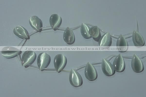 CCT1030 Top-drilled 14*22mm flat teardrop cats eye beads wholesale