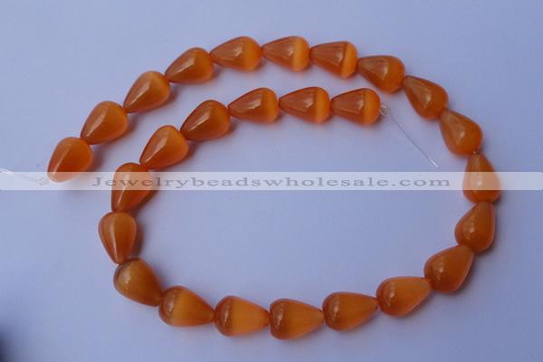 CCT18 14 inches 10*14mm teardrop orange red cats eye beads wholesale