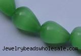 CCT19 14 inches 10*14mm teardrop green cats eye beads wholesale