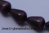 CCT22 14 inches 10*14mm teardrop black coffee cats eye beads wholesale